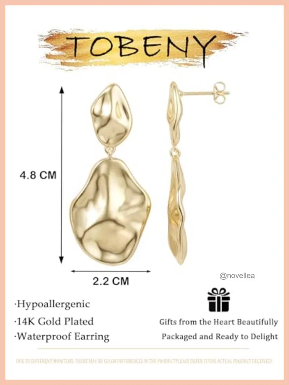 14K Gold Plated Starfish Seashell Flower Stud Dangle Earrings